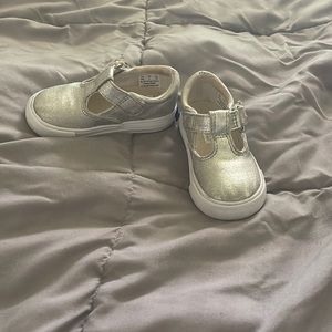 Silver baby shoes